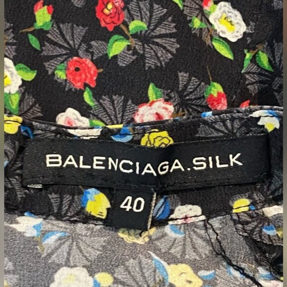 Balenciaga.silk 100% Silk Floral Dress Black Size 40 (Fits Like US M) - Picture 6 of 7